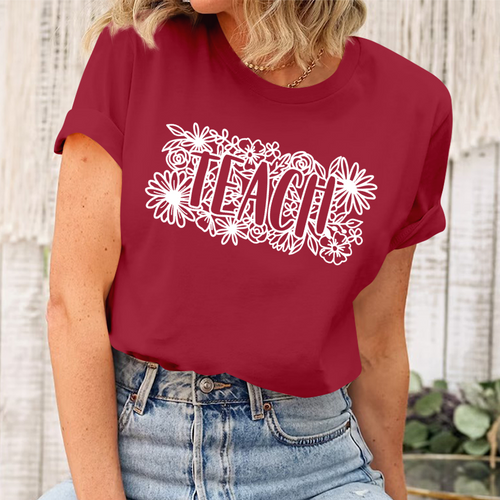Teacher Shirts For Women - Rainbow Graphic Tee, Casual Short Sleeve Top, Teacher Gift