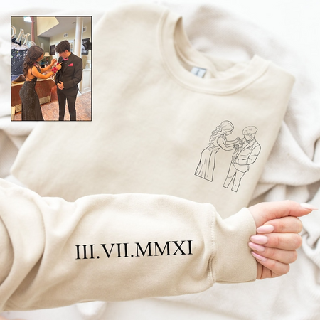 Custom Portrait from Photo Sweatshirt, Custom Couple Portrait with Roman  Numerical, Couples Portrait, Couple Gifts, Gifts for Boyfriend Hoodie,