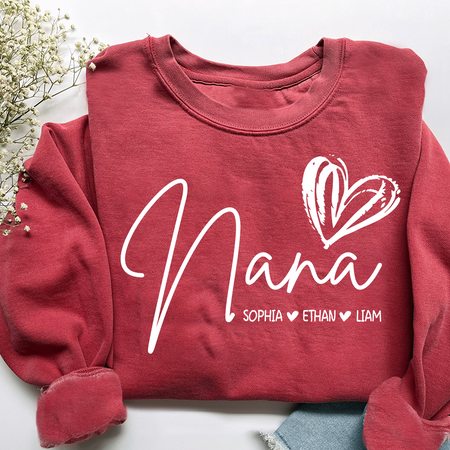 Personalized Nana Heart Sweatshirt Nana Heart, For Gift Grandma And Ki