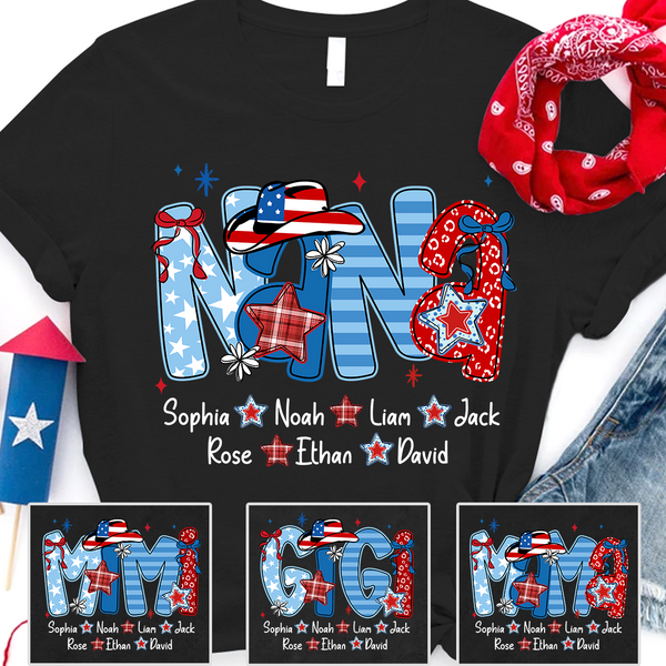 Ameri VINTAGE - nana★Nハリ　Tシャツ Custom Nana 4th July Independence Day American Flag T-Shirt For Grandm