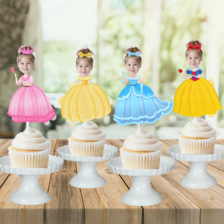 Custom Photo Princess Cupcake Toppers, Personalized Face Cupcake Toppe
