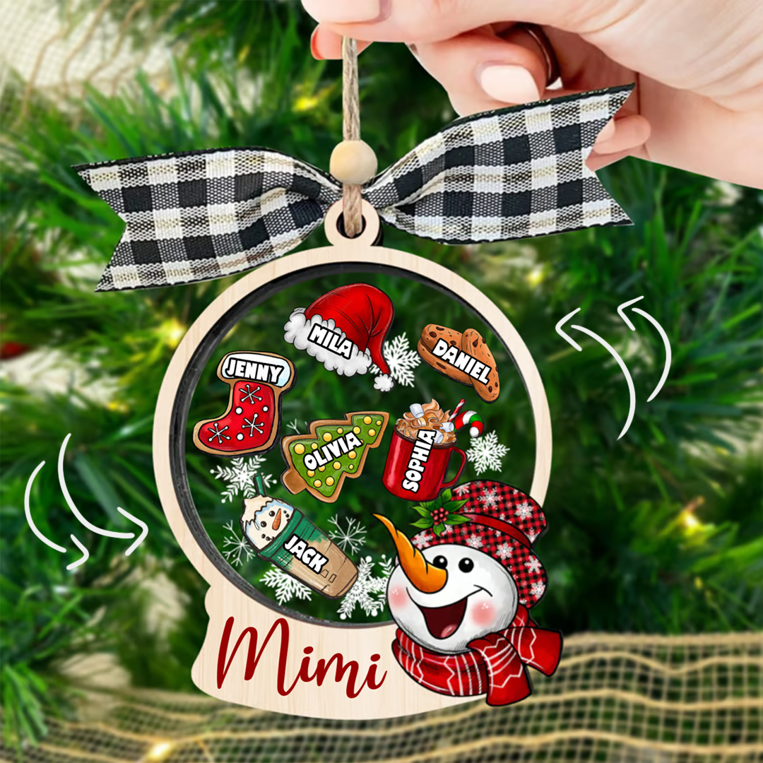 Snowman Nana And Grandkids Christmas Shaker Ornament