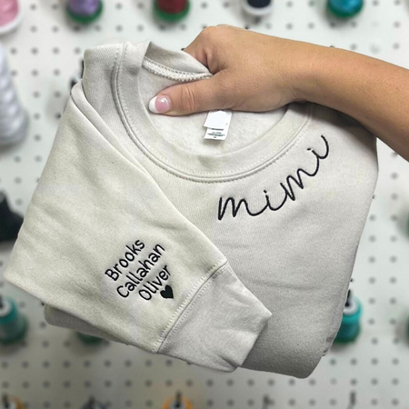 Custom Grandma Embroidered Sweatshirt Sweater Kids Names Gift For Mom Mama Grandma Embroidered Sweatshirt