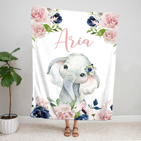Personalized Elephant Baby Blanket Elephant Nursery Baby 