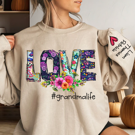 Personalized Grandma Shirt With Grandkids Flower Heart t Shirt