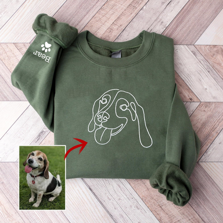 Custom Embroidered Dog ,Personalised one-line Pet Sweatshirt,Dog Mom S