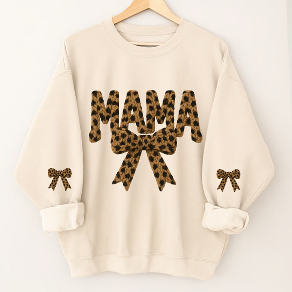 Personalized Mama Nana Mimi and Grandkids Leopard Latch Hook Yarn Faux