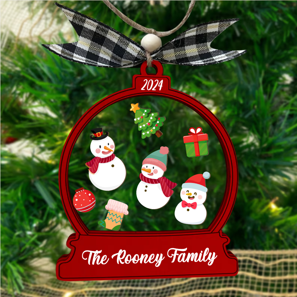 Snowman Family Personalized Christmas Gift Shaker Ornament