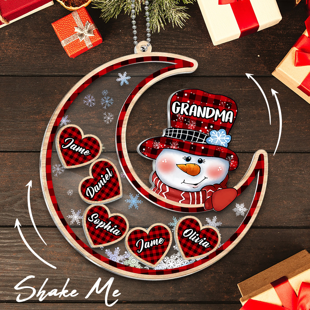 Snowman Grandma And Grandkids Personalized Christmas Gift CTH01 Shaker Ornament