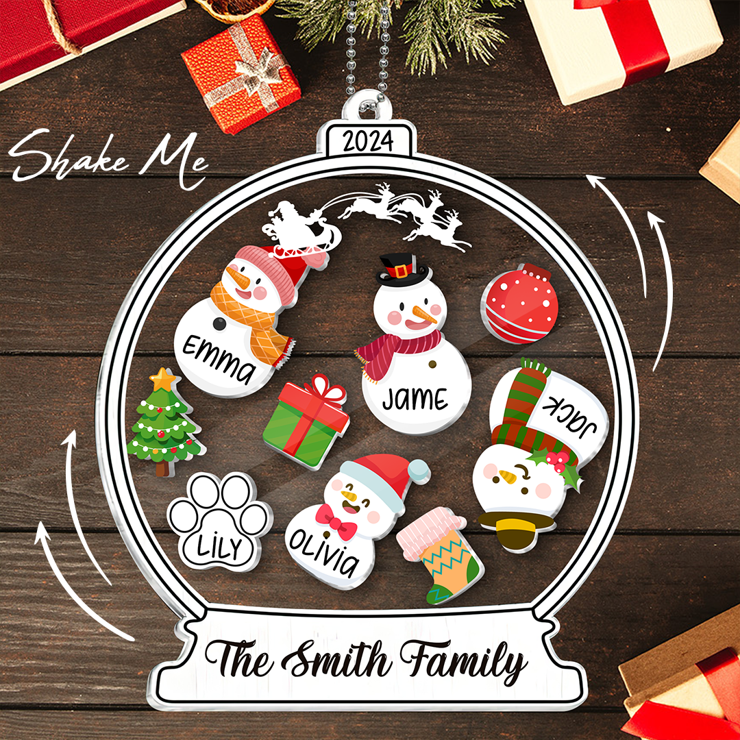 Snowman Family Personalized Christmas Gift CTH01 Shaker Ornament