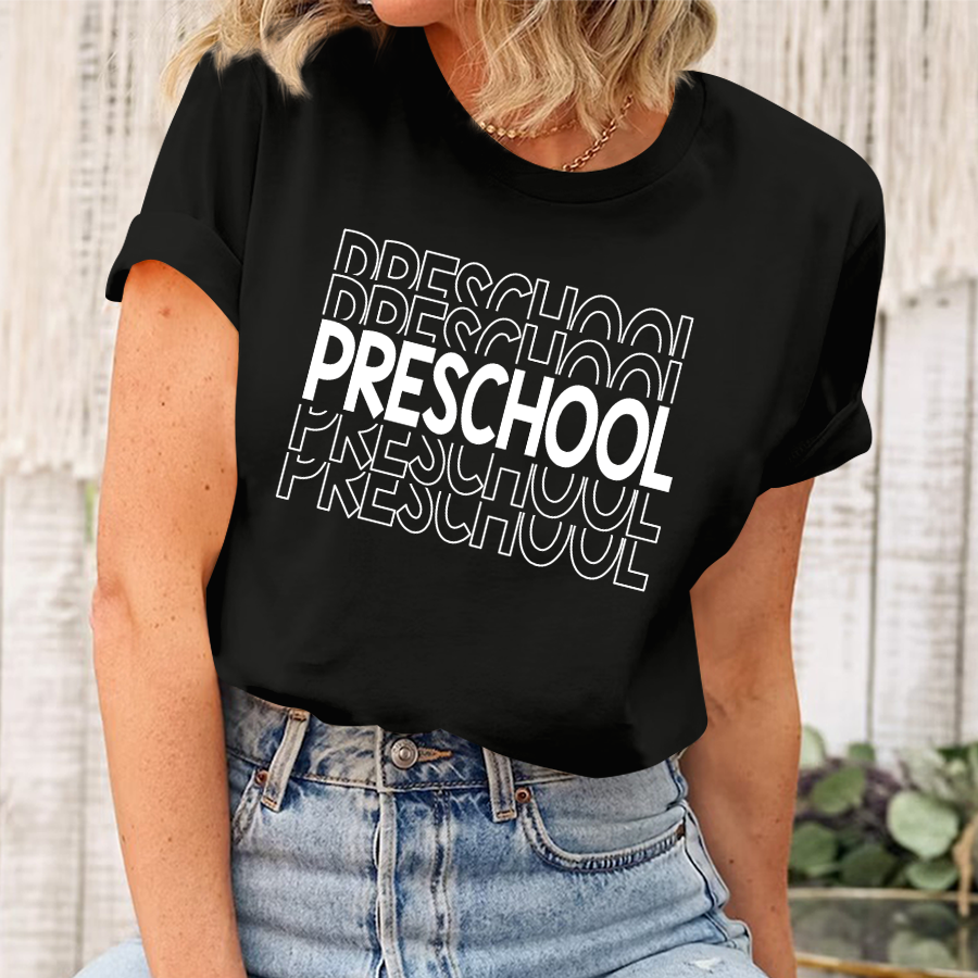  Preschool Teacher Shirt Women Back to School Tshirt