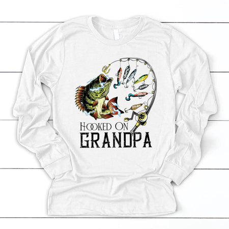 Hooked On Grandpa With Grandkids Name Canvas, Grandpa Fishing Gifts For  Father's Day, Personalized Fishing Gift For Grandpa - Best Personalized  Gifts For Everyone