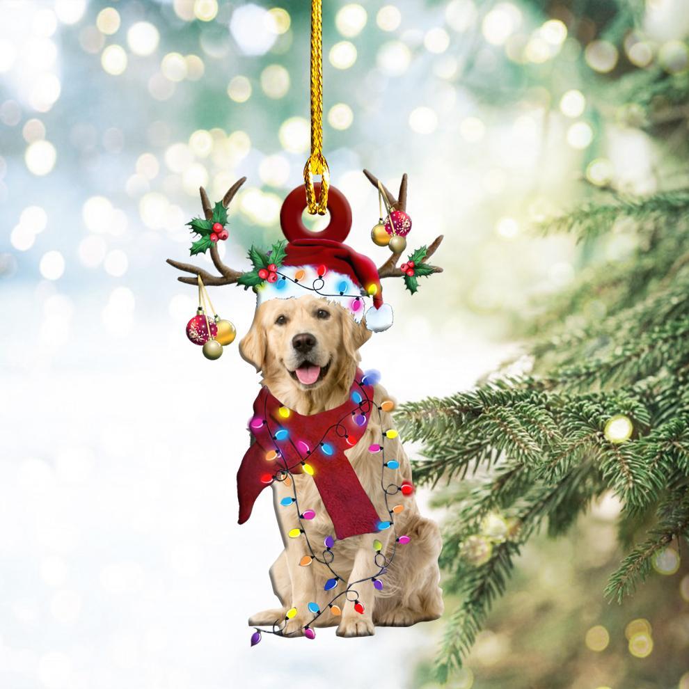 Godmerch- Ornament- Golden Retriever Christmas Shape Ornament, Happy C