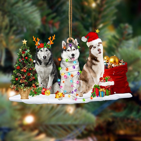 Siberian Husky-Christmas Dog Friends Hanging Ornament