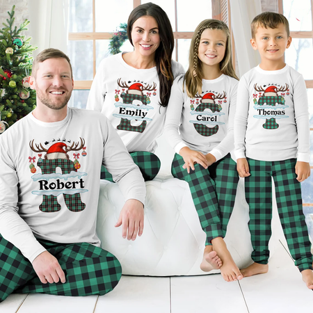 Custom New Green Matching Pajamas Set Christmas Pajamas for Family