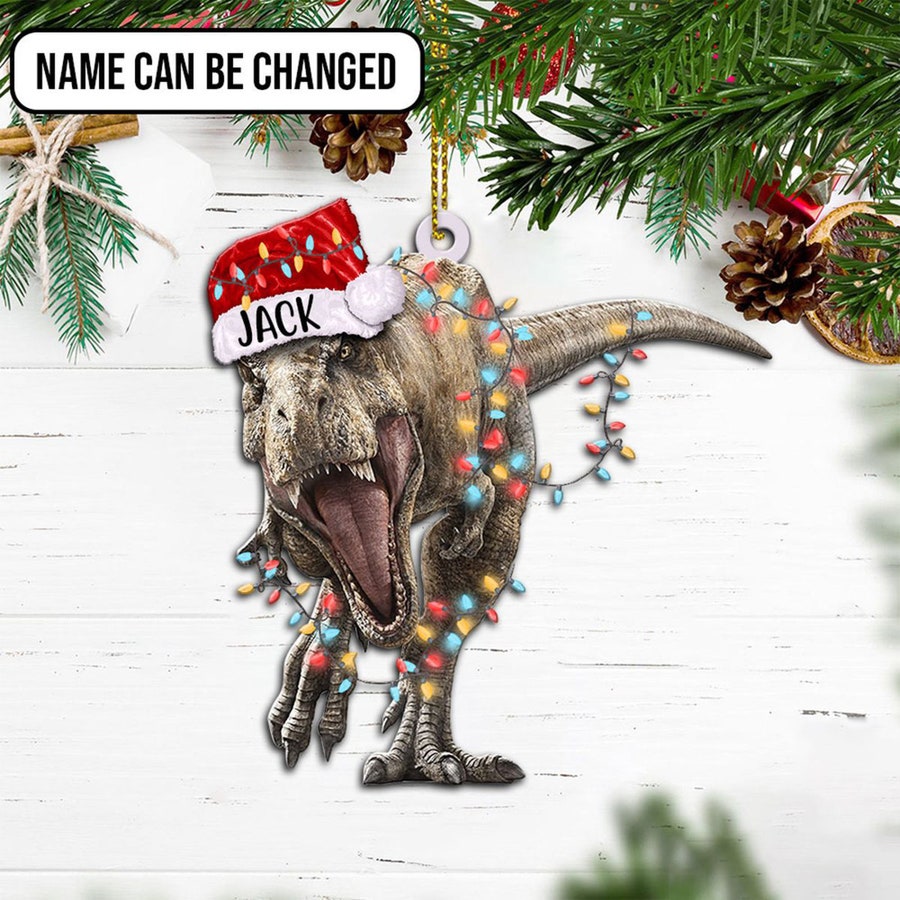 Personalized Dinosaur Christmas Ornament, Dinosaur Ornament, T-Rex Din